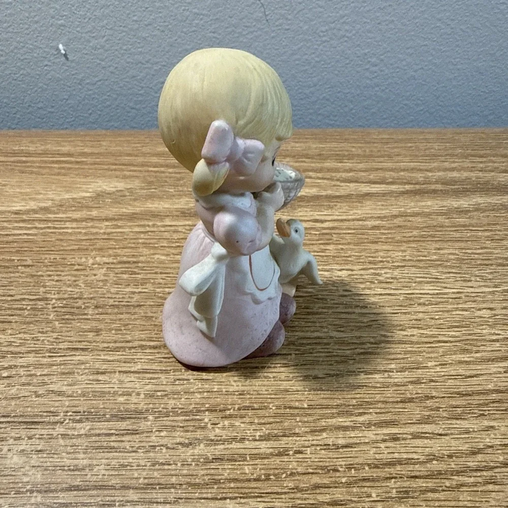 Vintage Homeco Girl Feeding Duck Goose #1449 Bisque Porcelain 4